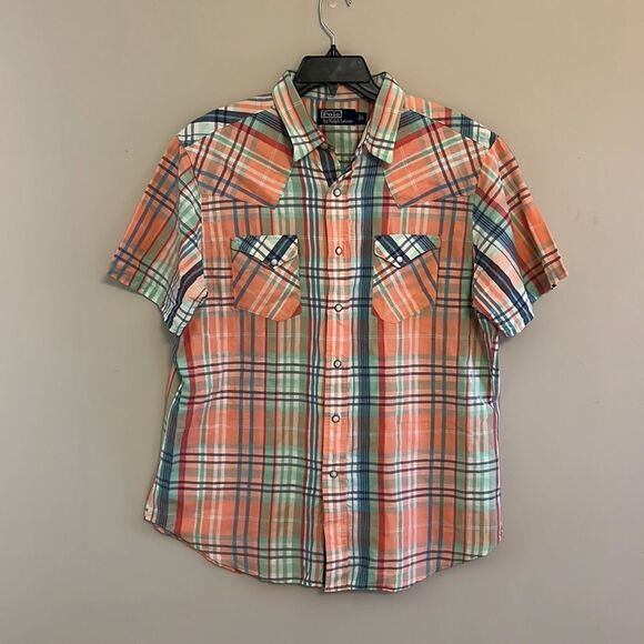 Ralph Lauren Polo Plaid Snap Front Button Down - Size Large - Picture 1 of 12